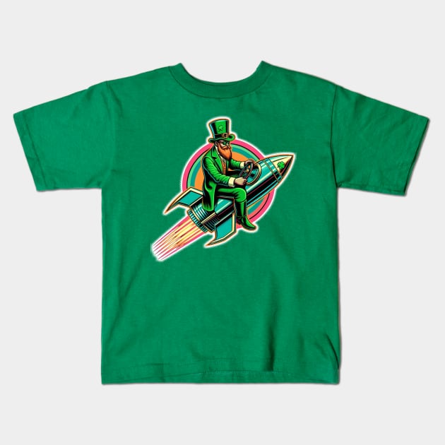 St. Patrick's Rocket Ride Kids T-Shirt by athirdcreatives